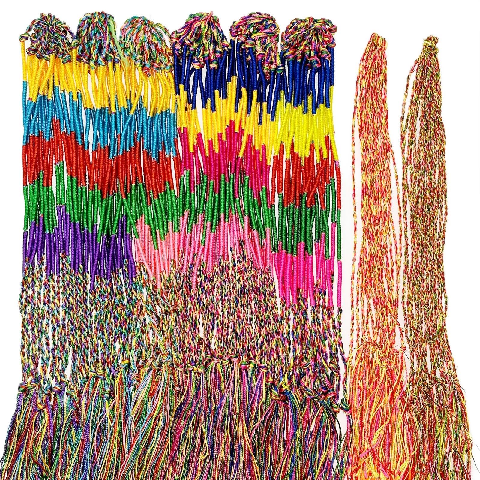 Allazone Handmade Braided Bracelets Assorted Colors Friendship Cords Thread Bracelets, Colorful String Thread Bracelets Friendship Cords Strand Bracelet for Party Favors Supplies (160PCS)
