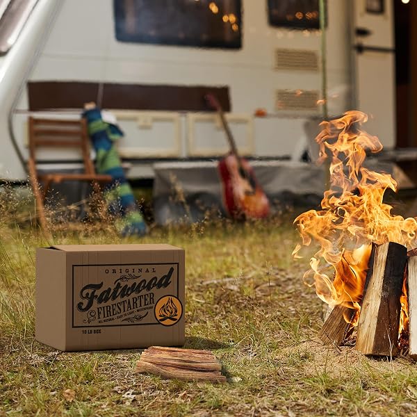 FATWOOD FIRE STARTER STICKS 10LB BOX – INDOOR OR OUTDOOR 100% ALL NATURAL PINE FIRE STARTERS FOR CAMPFIRES, FIREPLACE, FIREPIT, WOOD STOVE, OR BBQ GRILL – KINDLING WOOD FIREWOOD LIGHTER BY PURE GARDEN