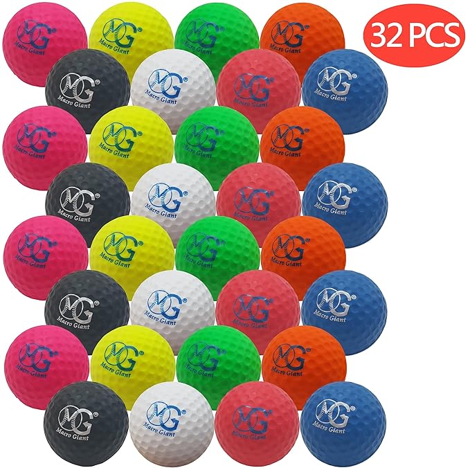 Macro Giant 1.7 Inch Foam Golf Ball, Set of 32, 8 Colors, Indoor
