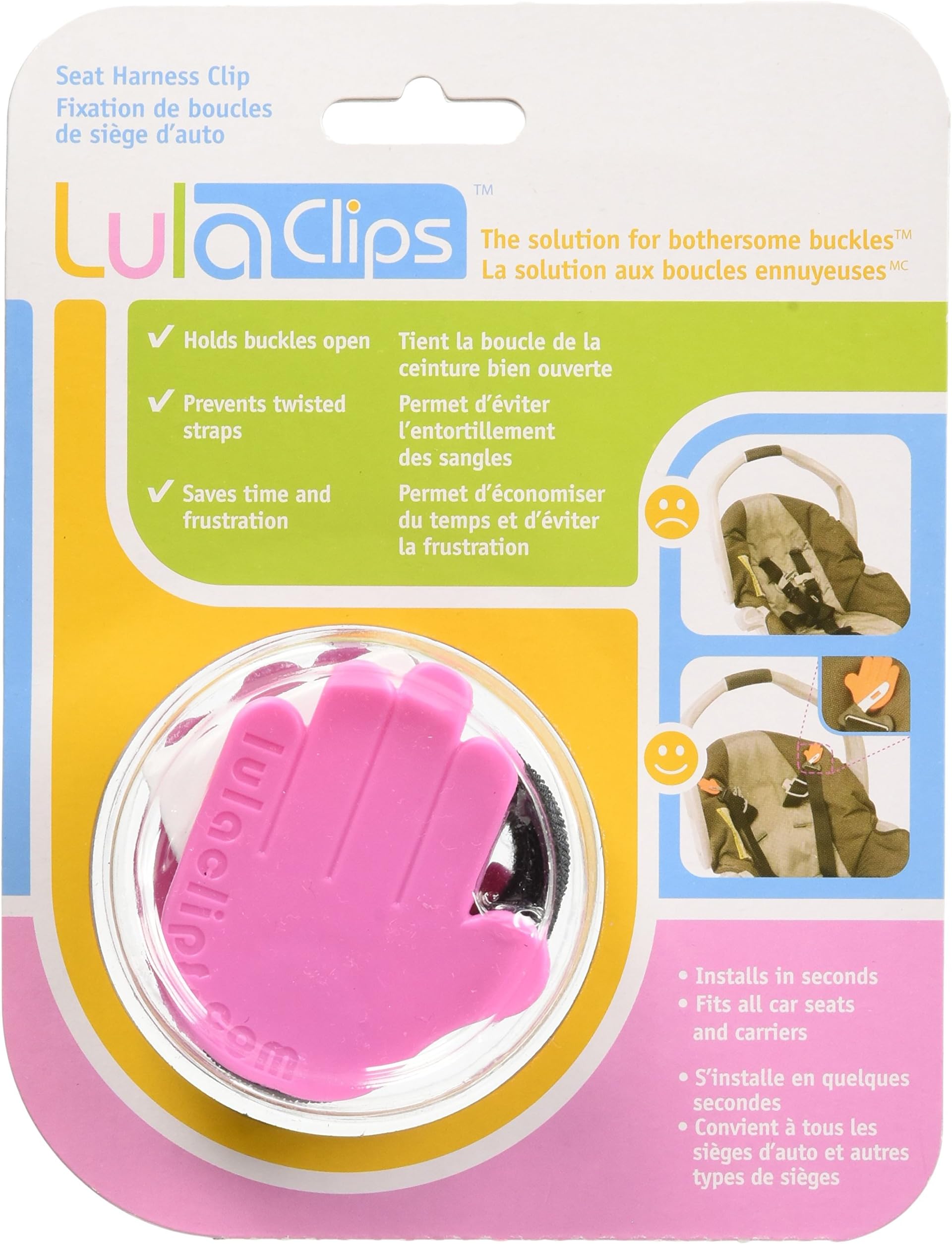 LulaClips Baby Car Seat Harness Clips 2 Pack, Pink