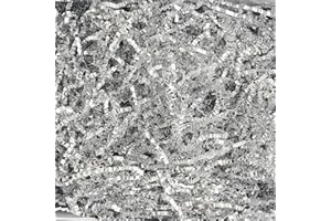 Uptotop 1/2LB Crinkle Cut Paper Shred Filler for Gift Wrapping Basket Filling, Birthday, Christmas, Thanksgiving, Wedding, Mother's Day, Glitter Silver (8 oz)