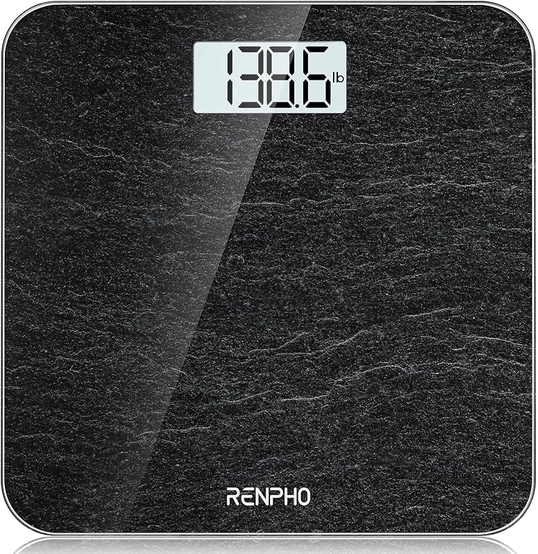 Balança de banheiro renpho com sensores de alta precisão, balança digital para pessoas com tecnologia step-on, balança de vidro de segurança, mármore