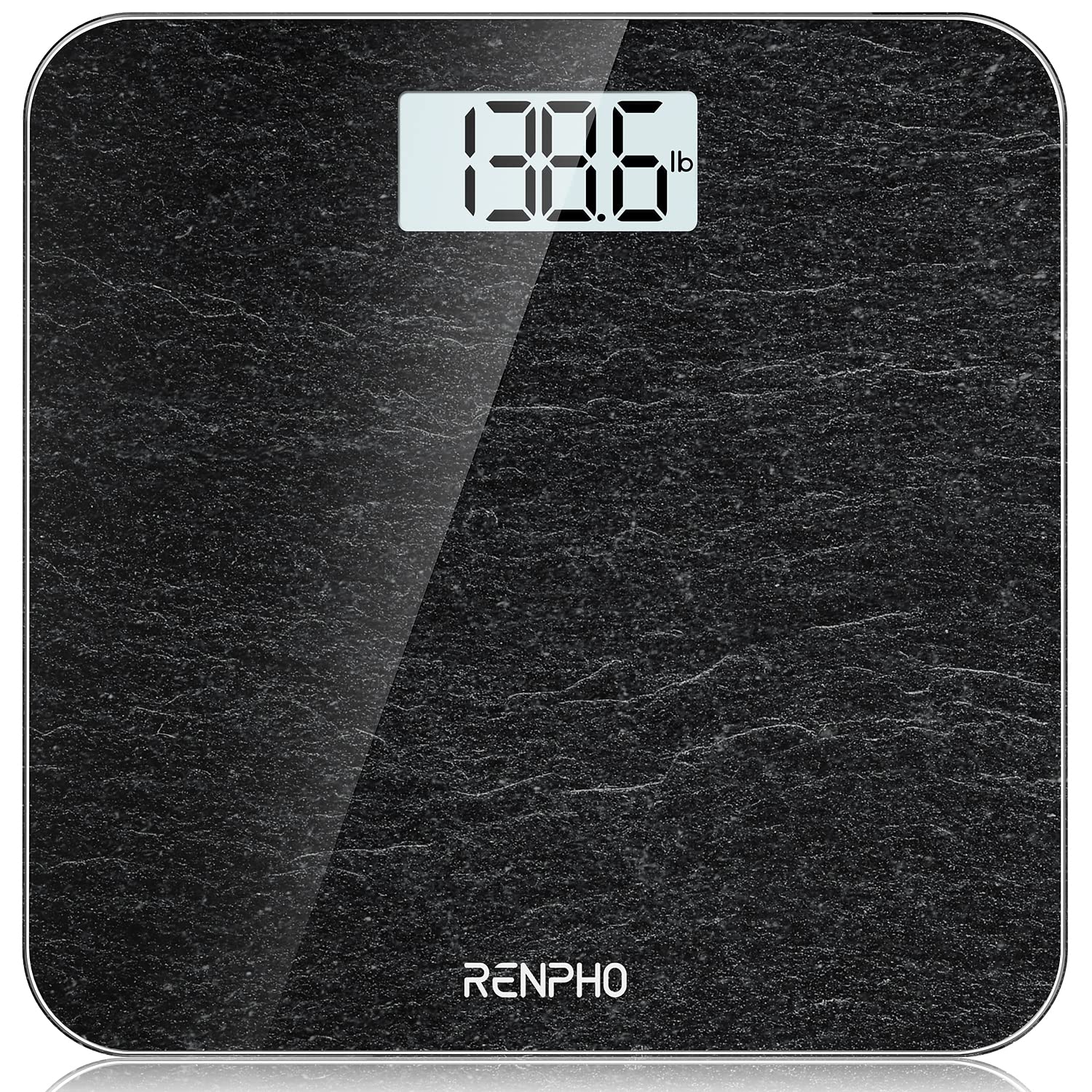 RENPHO Digital Bathroom Scales for Body Weight, Weighing Scale Electronic Bath Scales with High Precision Sensors Accurate Weight Machine for People, LED Display, Step-On (ST/LB/KG), Marble, Core 1S