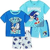 SEGA Sonic the Hedgehog Boys Mix and Match Short Sleeve T-Shirt and Shorts 4 Piece Set For Big Kids