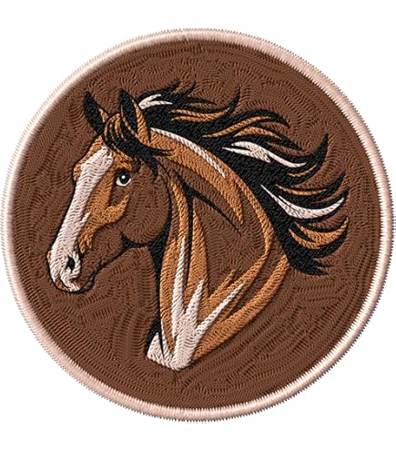 Black White Horse Head Embroidered Patch - 2.5x3 Inch Sew Or Iron On Applique For Costumes