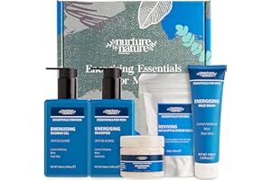NURTURE BY NATURE BOTANICALS Nurture by Nature Men’s Gift Set – 5-Piece Body Care Kit, Perfect Christmas Gift for Men, Includes Body Wash, Shampoo, Face Wash, Scrub & Epsom Salt, Self-Care, Father’s Day & Birthday Gift