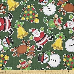Ambesonne Christmas Fabric by The Yard, Vivid of
