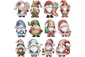 FAYOO 24 Pcs Vintage Christmas Gnome Ornaments - Wooden Gnome Hanging Decorations for Home Xmas Party Decors, Holiday Party Supplies