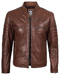 Decrum DISC Brown Leather Jacket - Cafe Racer