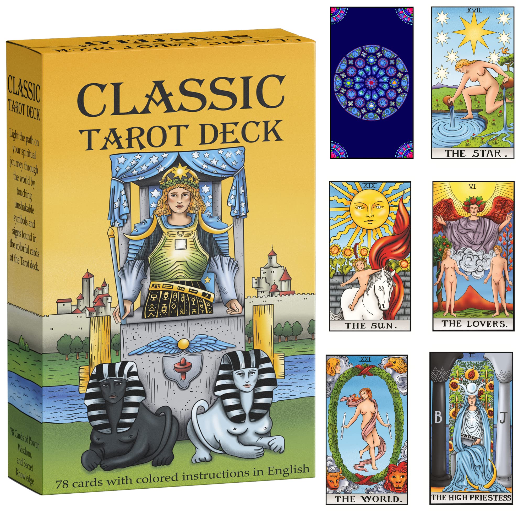 SUNSTELO Tarot Cards with Guide Book - Remastered Original Design Tarot Deck for Beginners and Professional - Fortune Telling Cards - Divination Tools