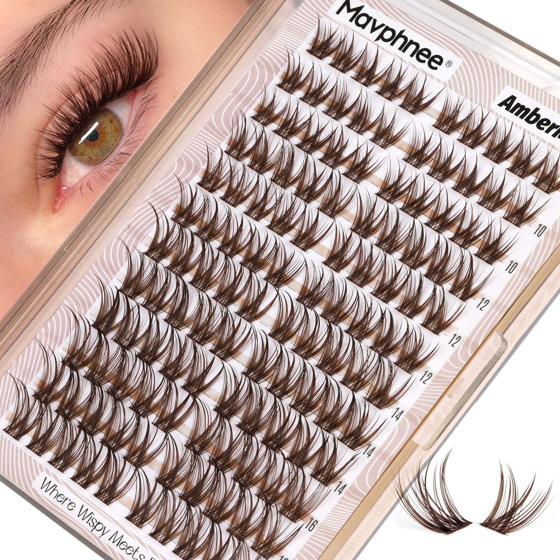 Photo 1 of ***DAMAGED - SEE NOTES/PICTURES*** *** CASE COVER HAS A CRACK IN IT*** Brown Lashes Clusters Wispy Eyelash Clusters Natural Lash Extensions C-Curly Cluster Eyelash Extensions Fairy Cluster Lashes 10-16MM DIY Fake Eyelashes Dark Brown Individual Lash Pack