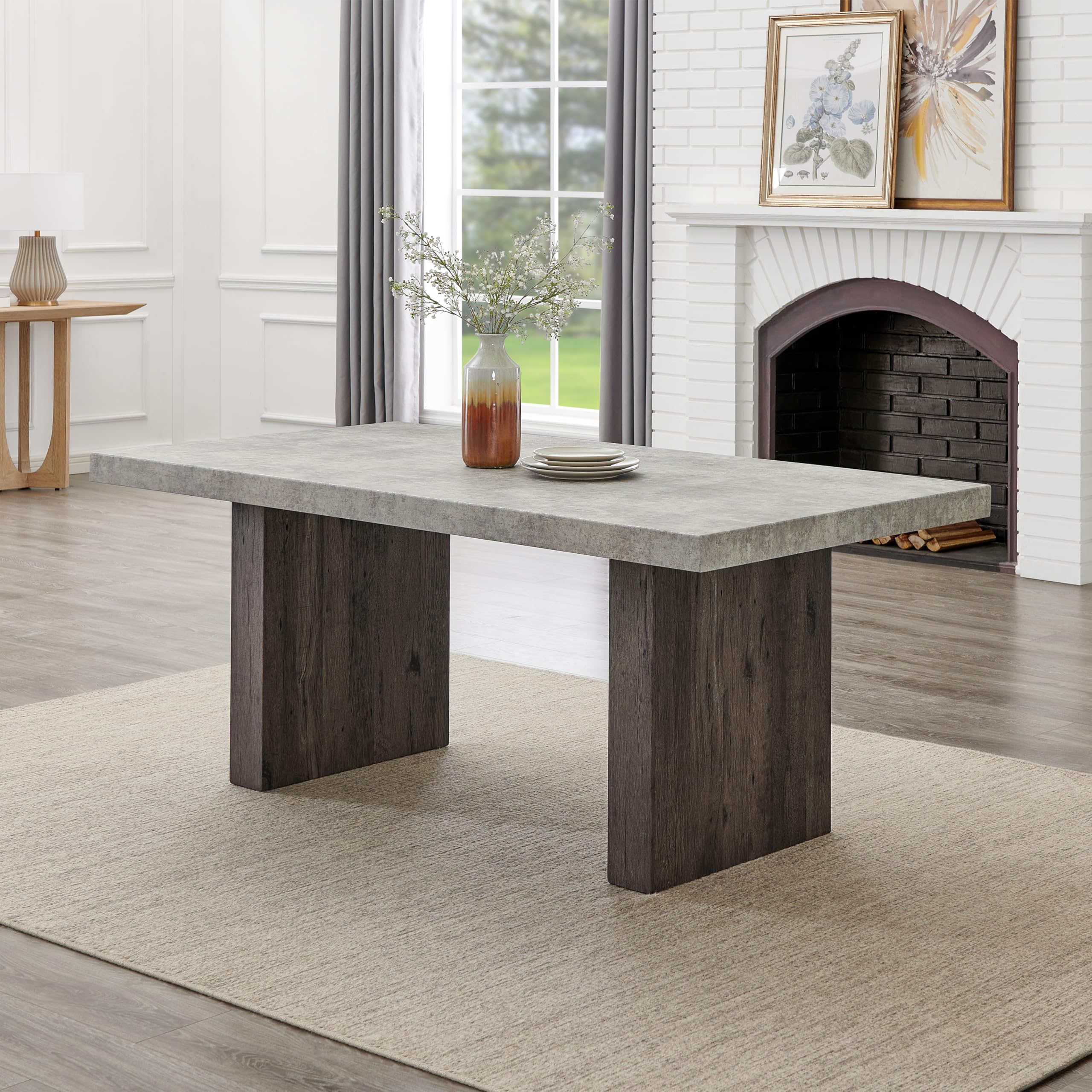 Photo 1 of ****BOX 2 OF 2*** Furniture Sorlen Modern 72" Dining Table with 3D Faux Concrete Top