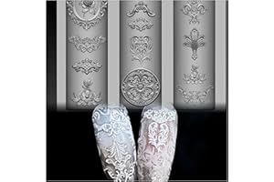 BHCCXZ 3D Pattern Gel Nail Art Mold Arts Resin Retro Patterns Molds for Accessories Supplies European Classical Silicone Tools Gorgeous Nails Style