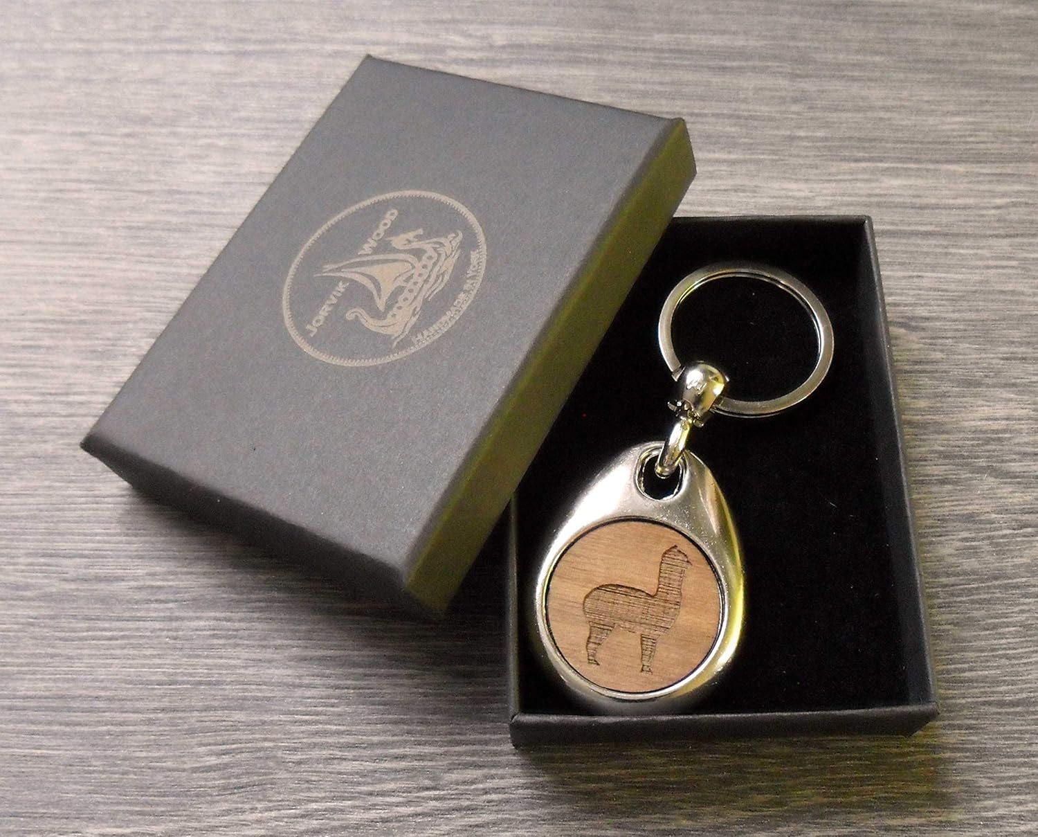 Jorvik Wood Alpaca Design Wooden Keyring with Gift Box, Brown, 2 - Image 3