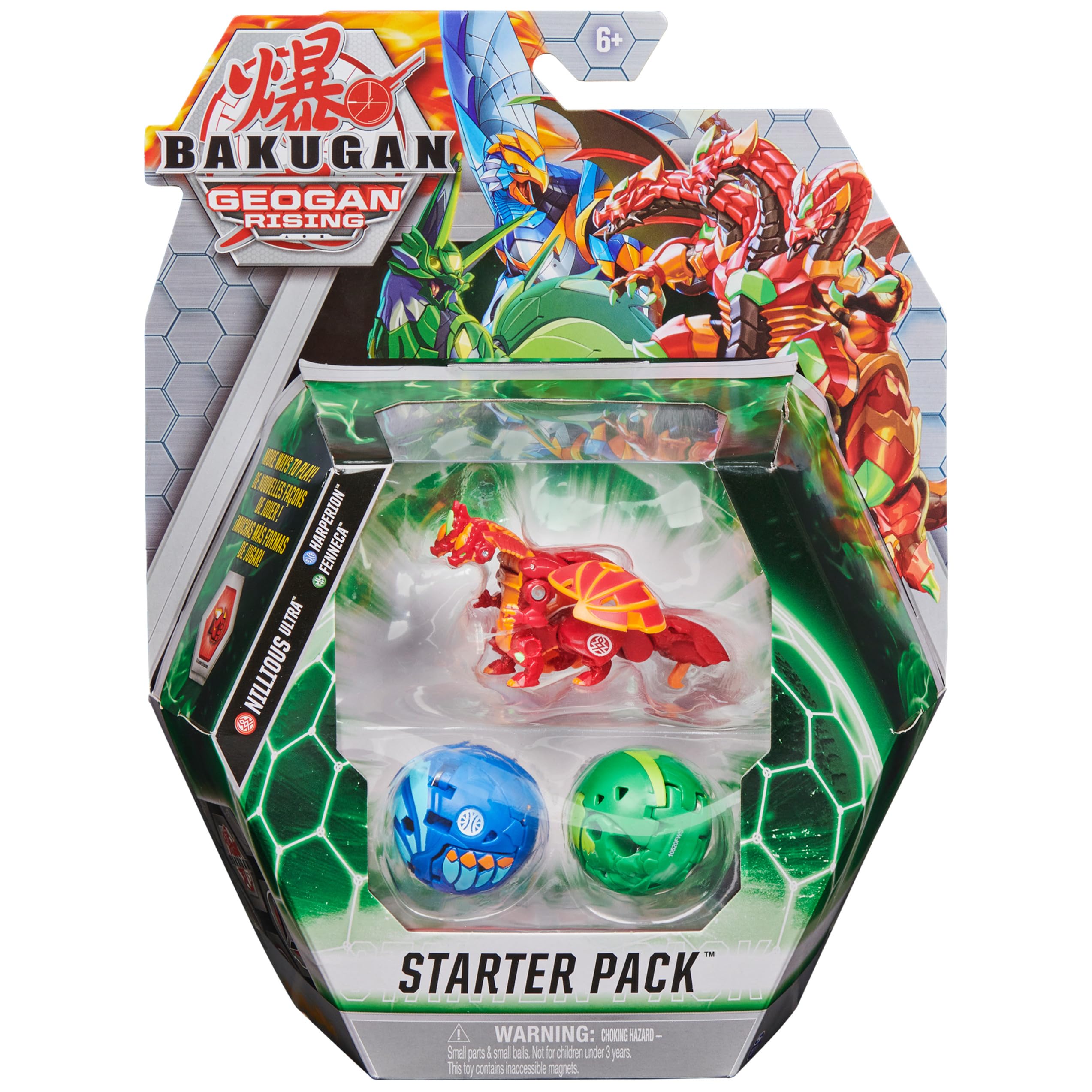 Bakugan Starter Pack 3-Pack, Nillious Ultra, Geogan Rising Collectible Action Figures