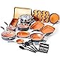Mueller UltraClad Copper Pots and Pans Set, 24-Piece Kitchen Cookware and Bakeware Set, Non-Stick Coating, Aluminum Body…