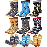 ShinyMatch 6 Pairs Novelty Chicken Socks for Men Fun Farmhouse Rooster Hen Cotton Crew Socks for Chicken Lover Humorous Gift
