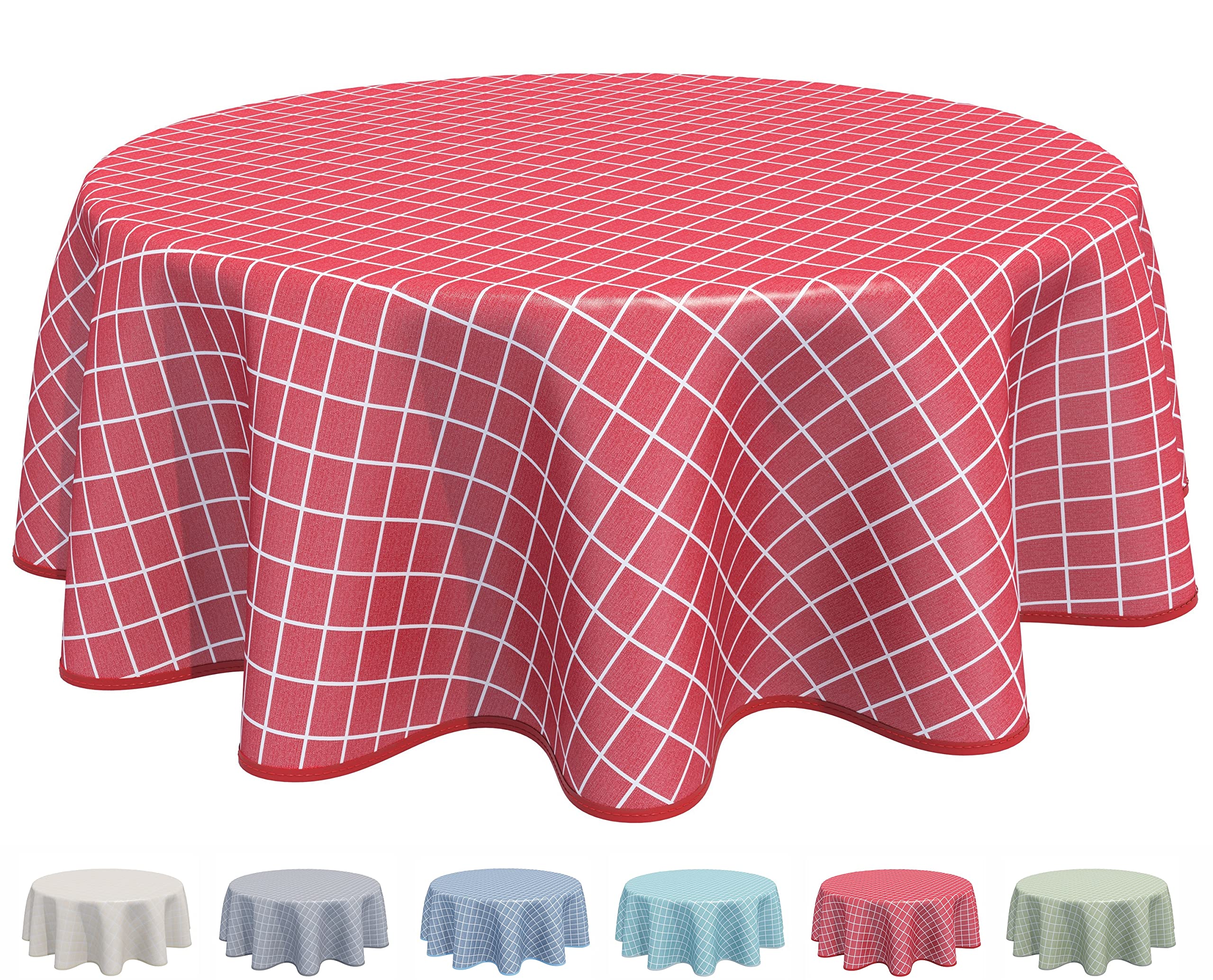 Home Direct Round Oilcloth PVC Wipe Clean Tablecloth 160cm 62" Check Red