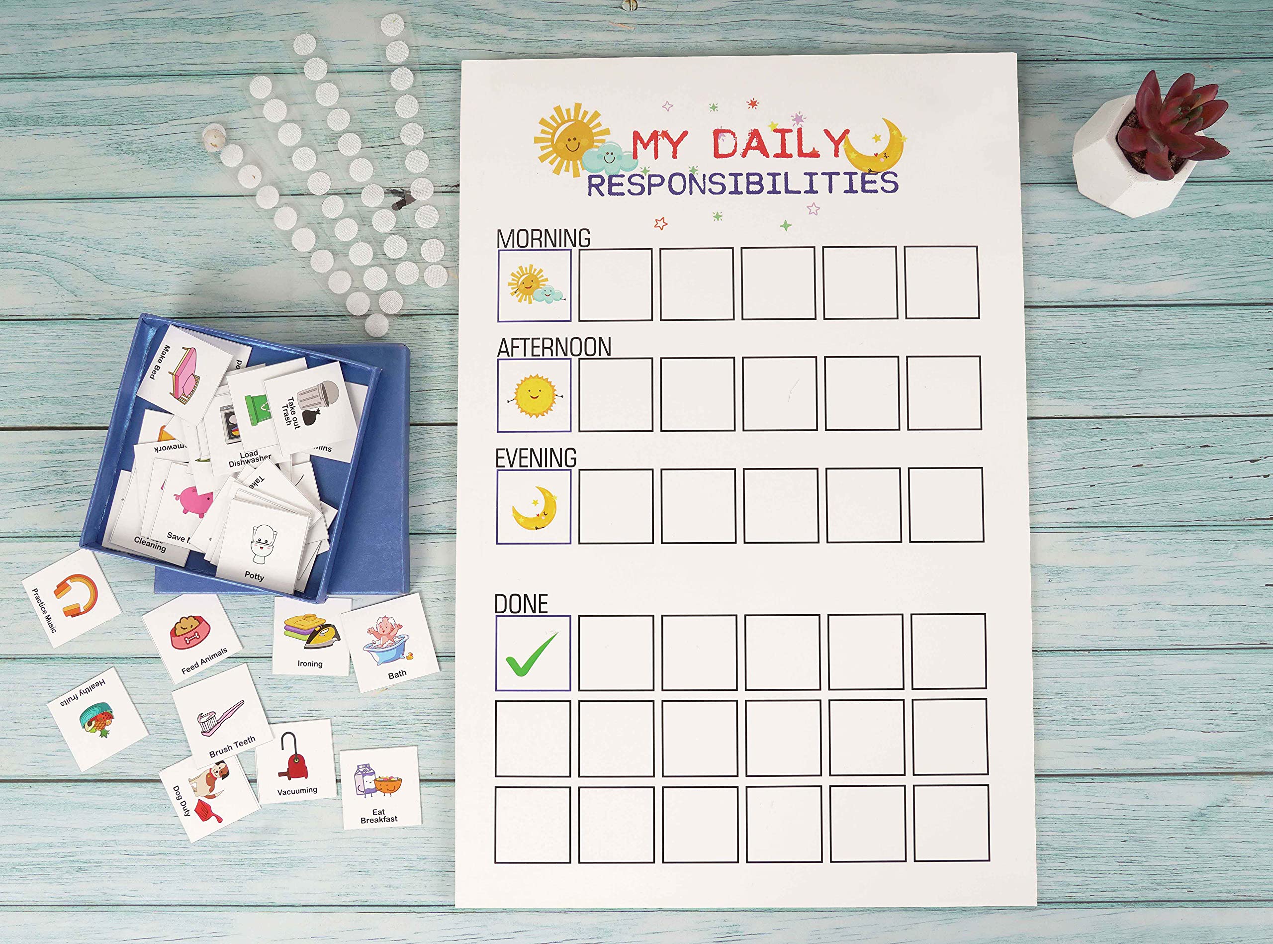 Inkdotpot Kids Daily Responsibility Checklist, to-Do List- Daily Routine- Chore Chart- Morning/Evening Checklist- Daily Task List- Childrens Job Poster-BR