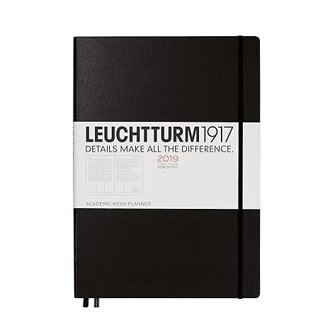 Leuchtturm1917 357901 A4 Plus Master 18 Month Academic Week Planner - Black
