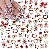 COOSLIM 24PCS Red Nail Charms Y2k Alloy Nail Art Rhinestone Charms 3D Heart Star Sailor Moon Nail Charms with Rhinestones Bear Cherry Nail Gems Shiny Jewelry Nail Decorations Supplies C