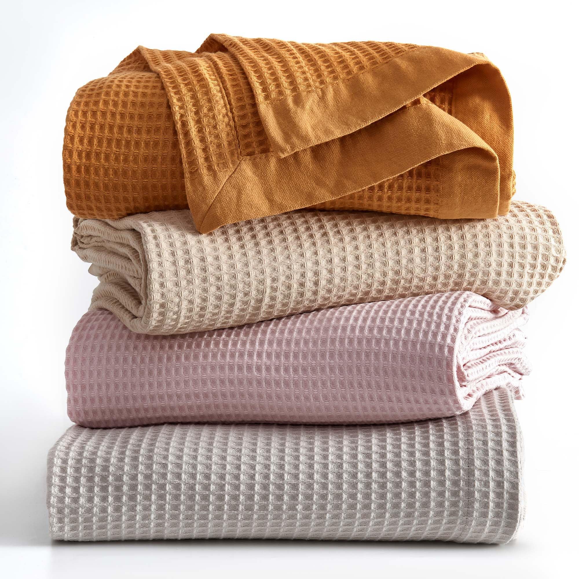 Photo 1 of 100% Cotton King Size Bed Blanket - Grey Waffle Weave Lightweight Summer Layering Blanket - 102x90in Prewashed Breathable, Woven