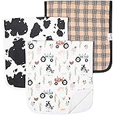 Copper Pearl Premium Baby Burp Cloths - 3-Pack Large Cotton Burp Cloths, Extra Soft Spit Up Rags with 3 Absorbent Layers, Perfect for Baby Boy and Baby Girl Gifts (21" x 10" Size, Jo Set)