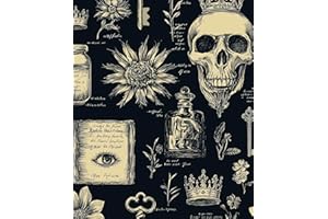 Skull Wallpaper Peel and Stick, Black Grey Witcher Gothic Contact Paper, Vintage Fancy Wall Paper Self Adhesive Removable Wat