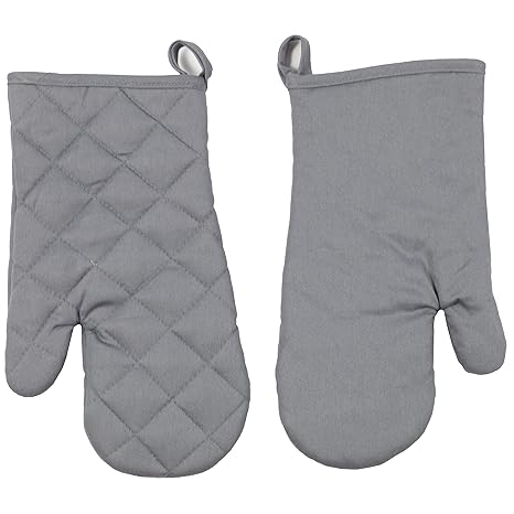 Zollner 2er Set Ofenhandschuhe Topfhandschuhe aus Baumwolle, ca. 18x28 cm, grau (weitere verfügbar)