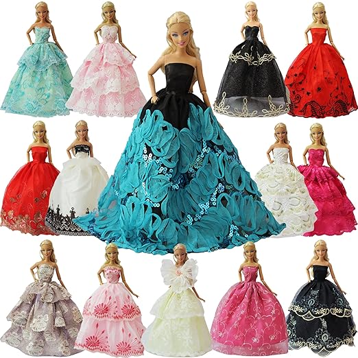 ZITA ELEMENT 5er Packung Handmade Bekleidung für 11,5 inch Girl Doll Puppe Hochzeit Party Abendkleid Kleider & Kleidung Mädch