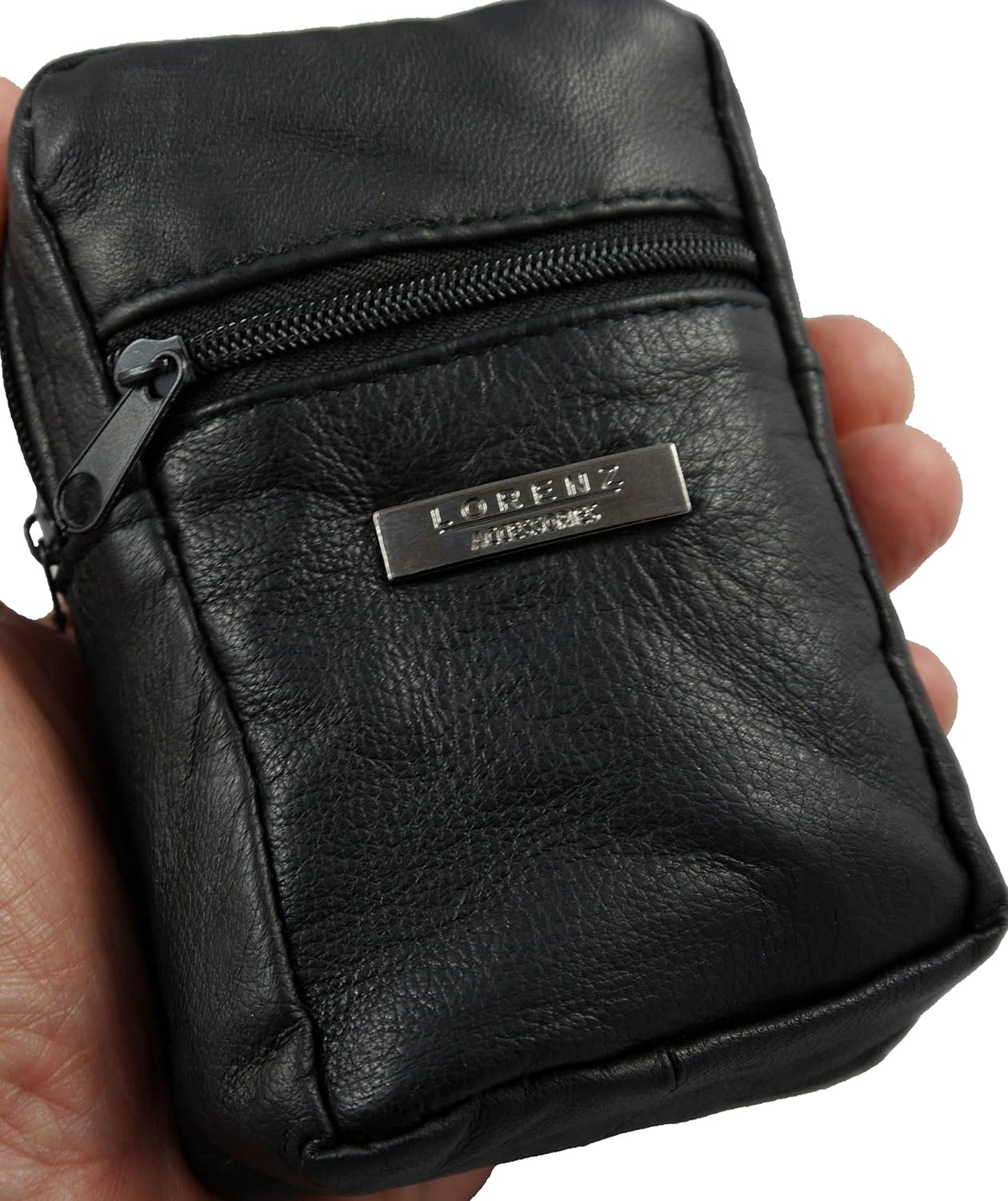 Cigarette/Lighter Purse Real Soft Leather 2 Compartments Black BigaMart