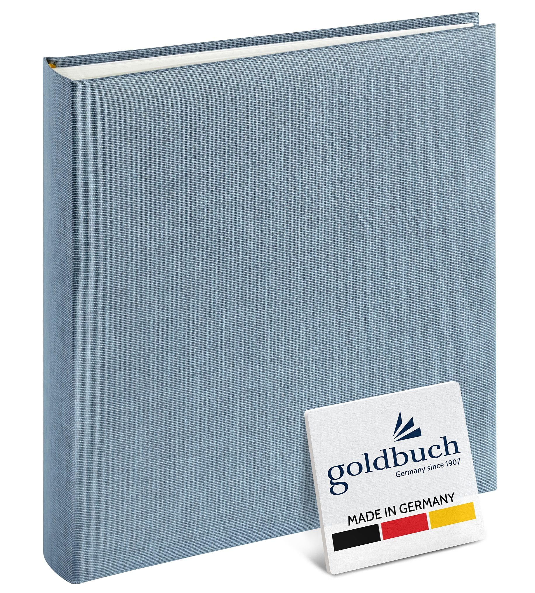 Goldbuch Summertime Trend 2 24607 Photo Album with 60 White Pages with Pargamine Dividers, Memory Album with Linen Cover, Photo Album for Gluing, Blue/Grey, 25 x 25 x 4 cm
