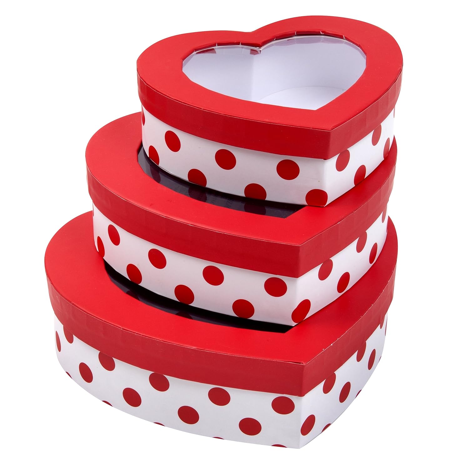Set of 3 Valentine’s Day Heart Shaped Treat Boxes with Window