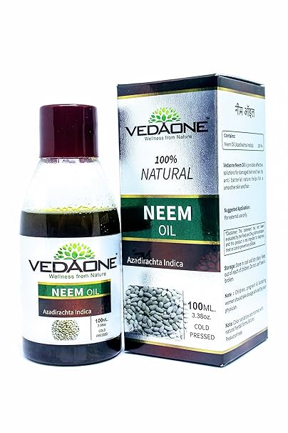 Vedaone 100% Natural Herbal Neem Cold Pressed Massage Oil Skin & Hair Care Anti Bacterial (Azadirachta indica) 100ml / 3.38oz (1)