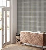 Arthouse Ochre Grey Tartan Check Wallpaper Vinyl 10.05m x 53cm Hard Wearing view 6