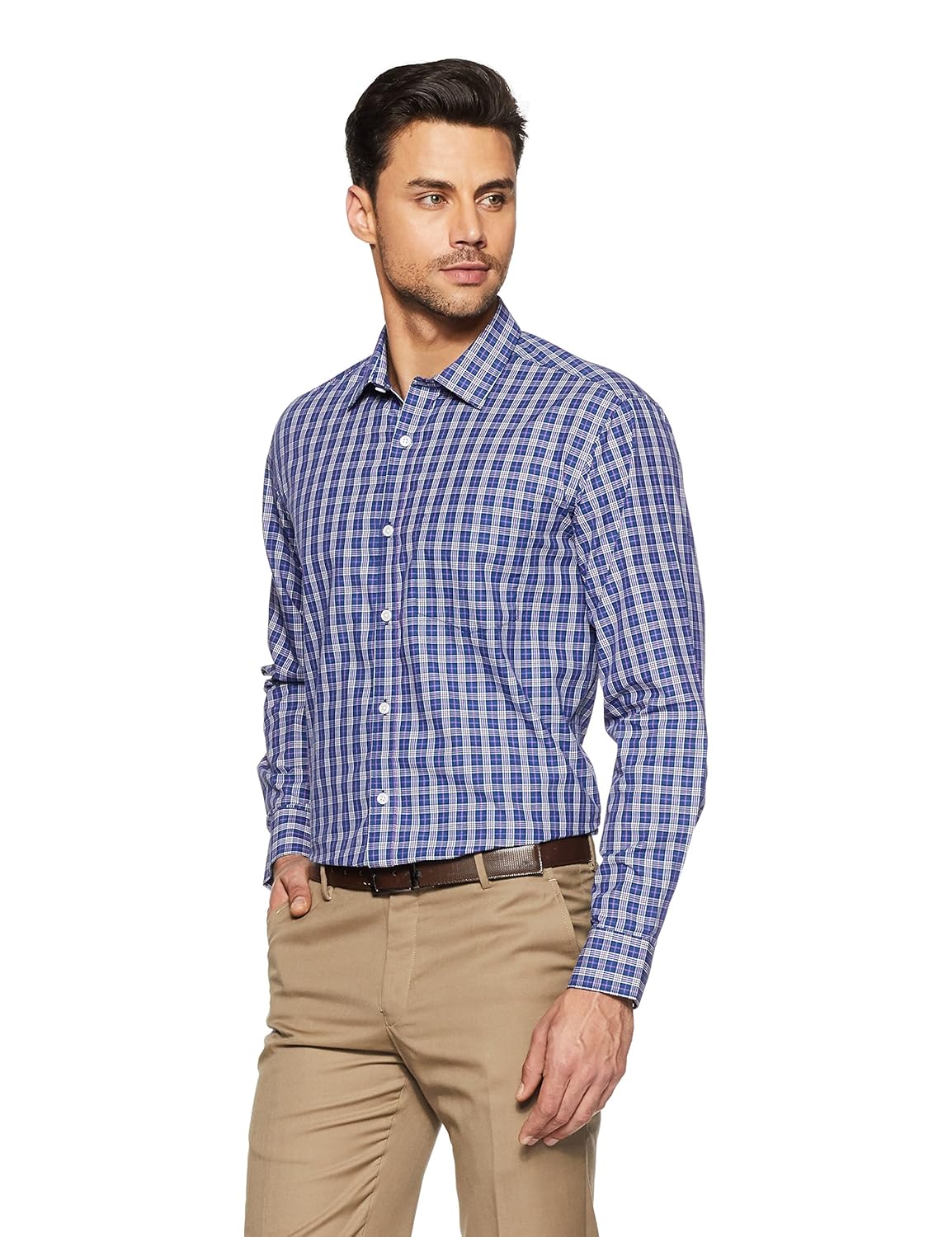 symbol amazon brand men's checkered regular fit business shirts