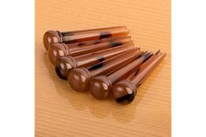 STEWMAC Waverly Dark Tortoise Guitar Bridge Pins, Slotted, Set of 6