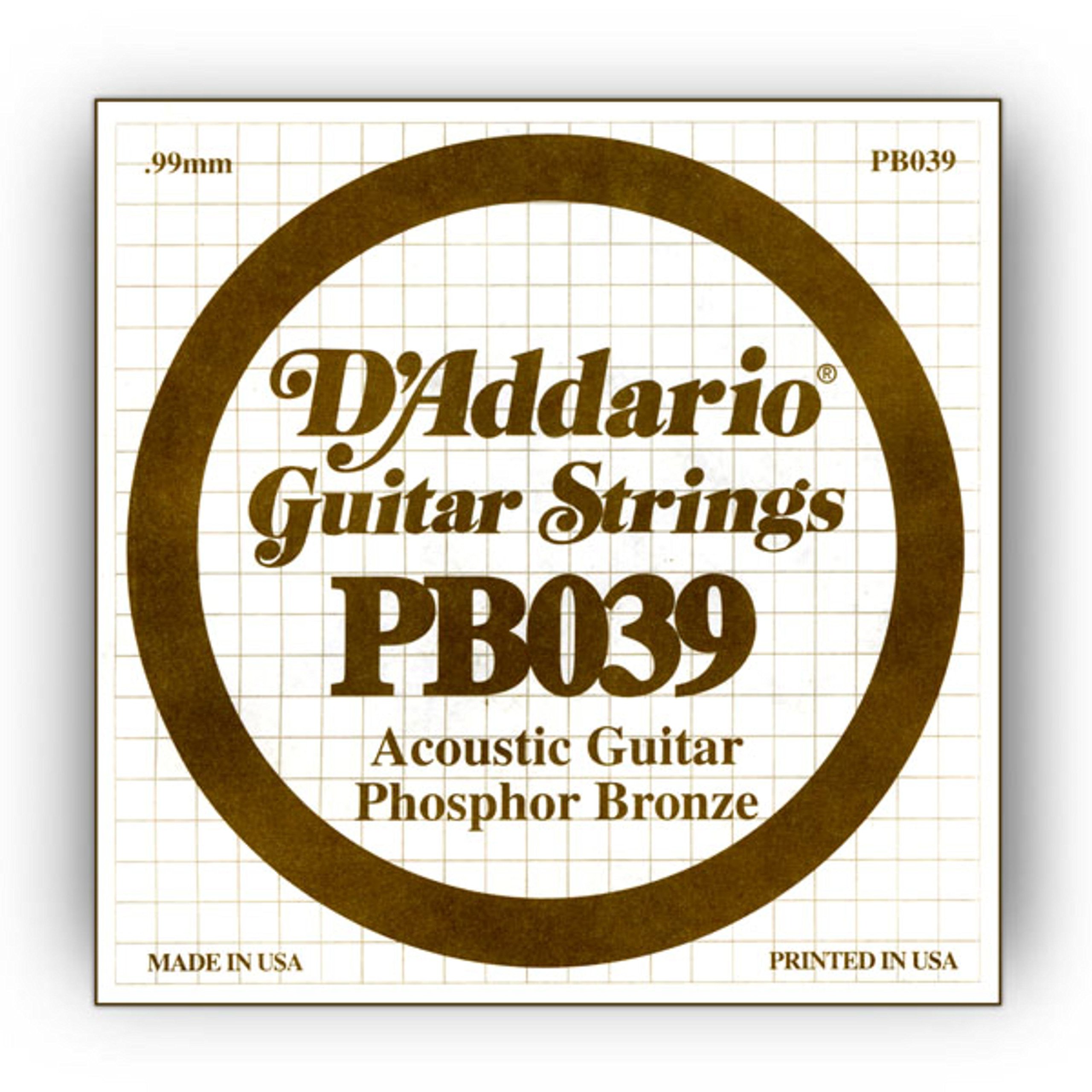 D'Addario PB039 .039 Phosphor Bronze Wound for Acoustic Guitar Single String