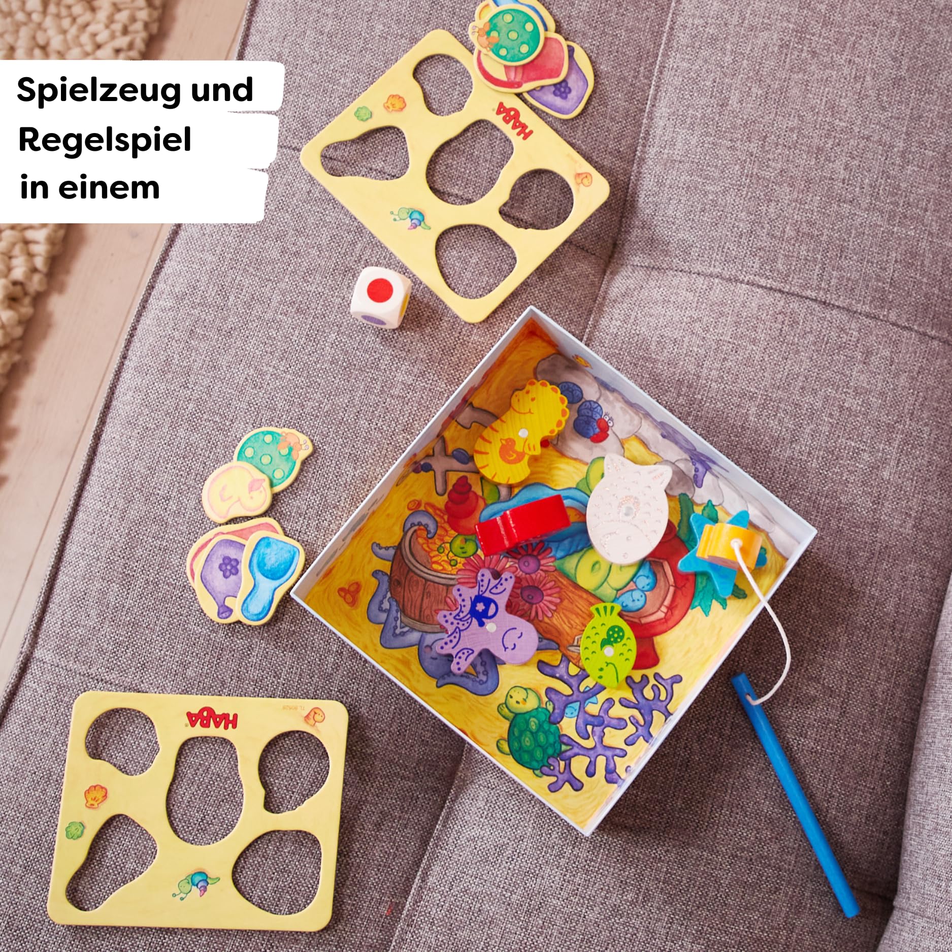 HABA Fische Angeln – Meine ersten Spiele – Angelspiel aus Holz für Kinder ab 2 Jahren – Fördert Feinmotorik, freies Spielen, Lernen & Farben-unterscheiden – 1004983001