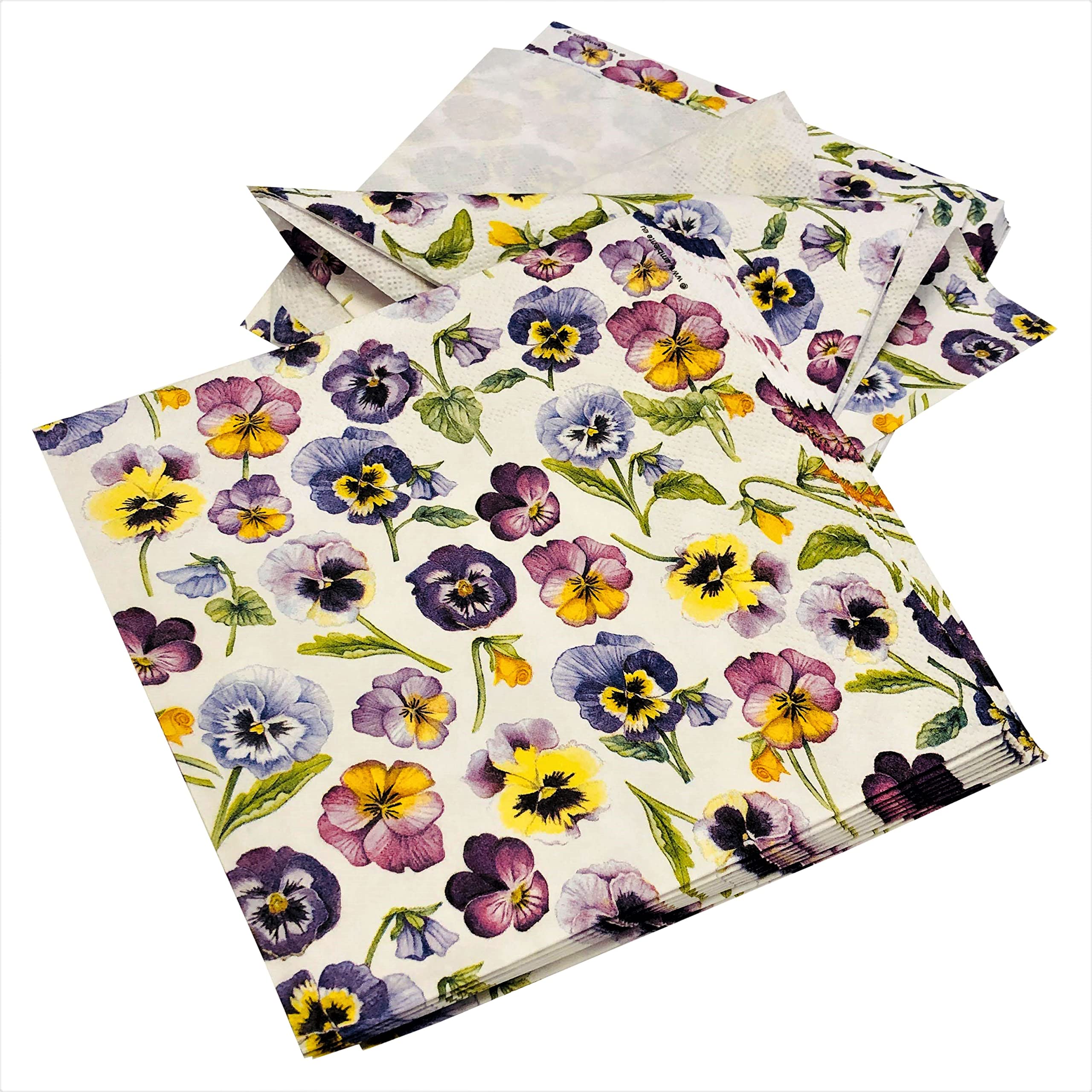 Ambiente 3 Ply Paper Napkins Pansy All Over