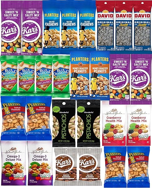 NUTS SNACK PACKS – MIXED NUTS AND TRAIL MIX INDIVIDUAL PACKS – HEALTHY SNACKS CARE PACKAGE GIFT (28 COUNT)