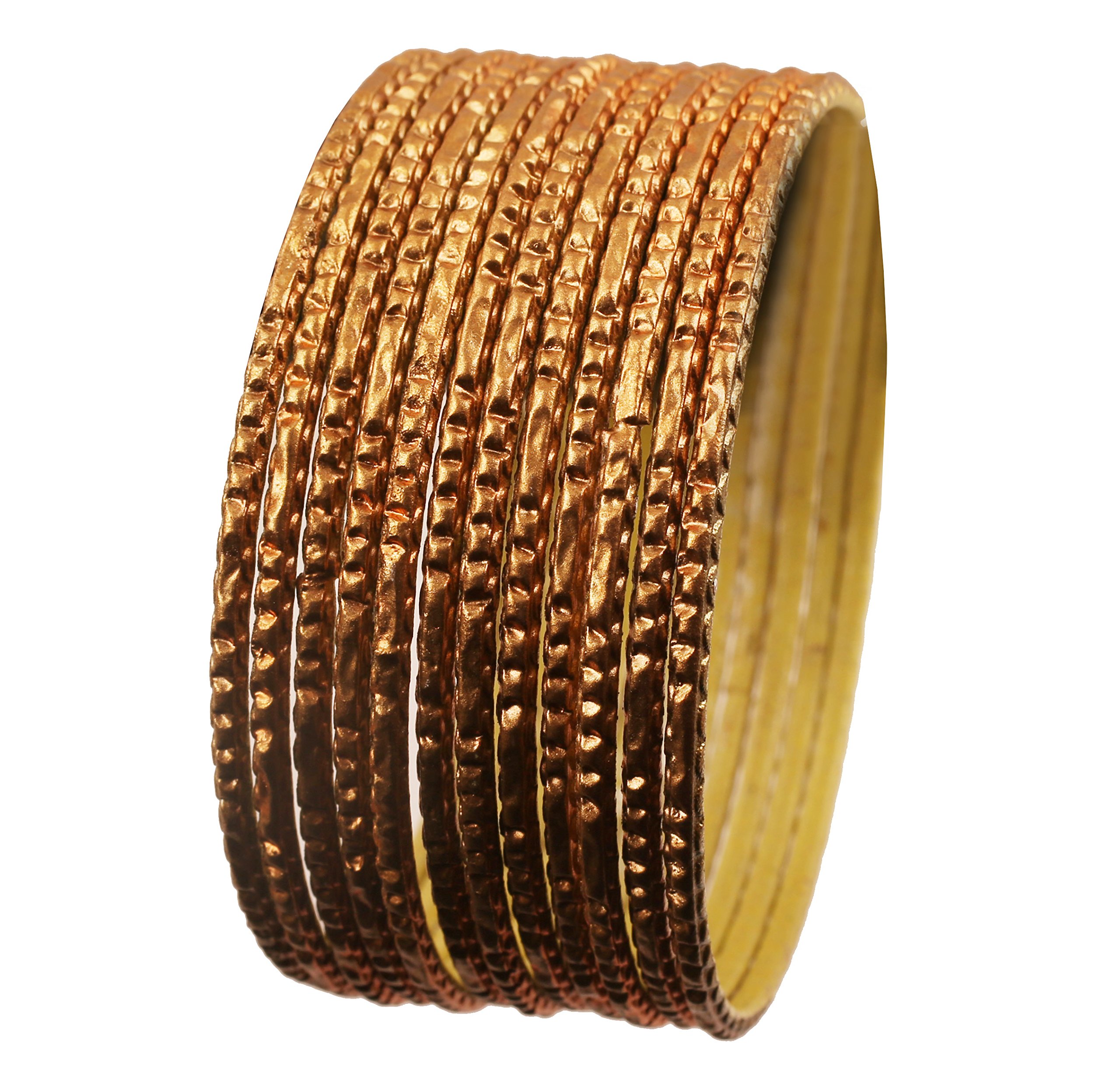Touchstone "Colorful Dozen Bangle Collection Indian Bollywood Alloy Metal Textured Mustard Yellow Color Charming Thing Bangle Bracelets Set of 12 for Women.