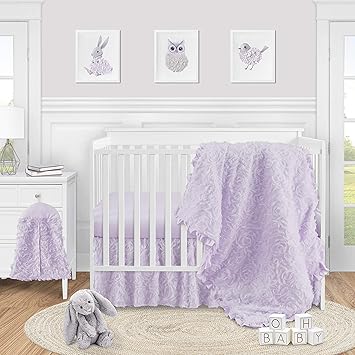 purple floral crib bedding