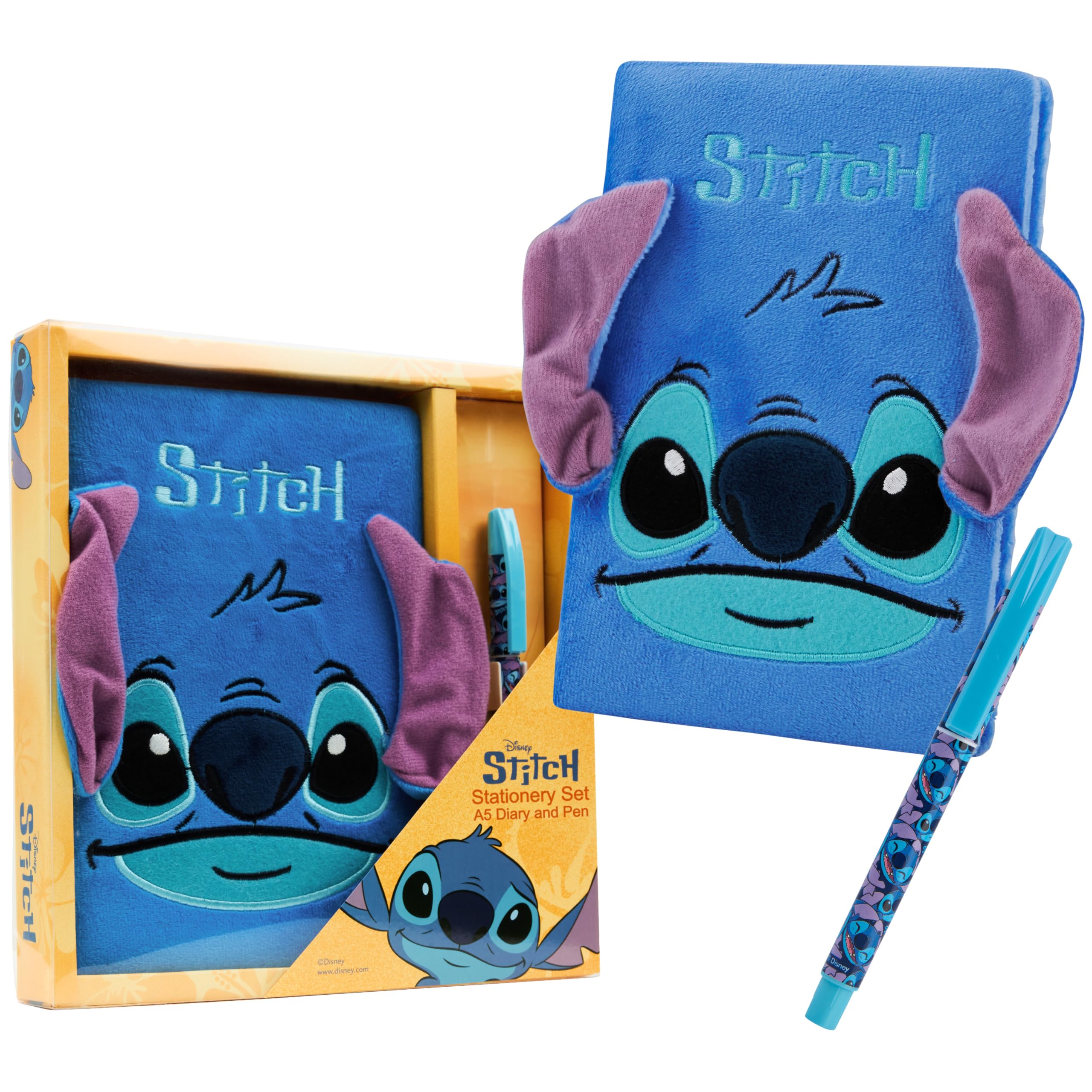 Disney Stitch A5 Secret Diary & Pen Set Stationery Set Office or School Supplies Journal & Ballpoint Pen, Stitch Gifts (Blue Fluffy) — image 1