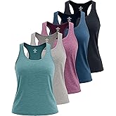 Real Essentials 5 Pack: Women's Racerback Tank Top Dry-Fit Athletic Performance Yoga Activewear (Available in Plus Size)
