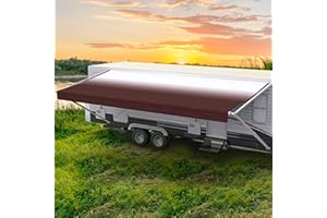 SHADEPRO Shade Pro RV Awning Fabric Replacement | Durable Premium Grade Vinyl (16' [Fabric 15' 2"], Burgundy Fade) Camper Shade Awning Canopy