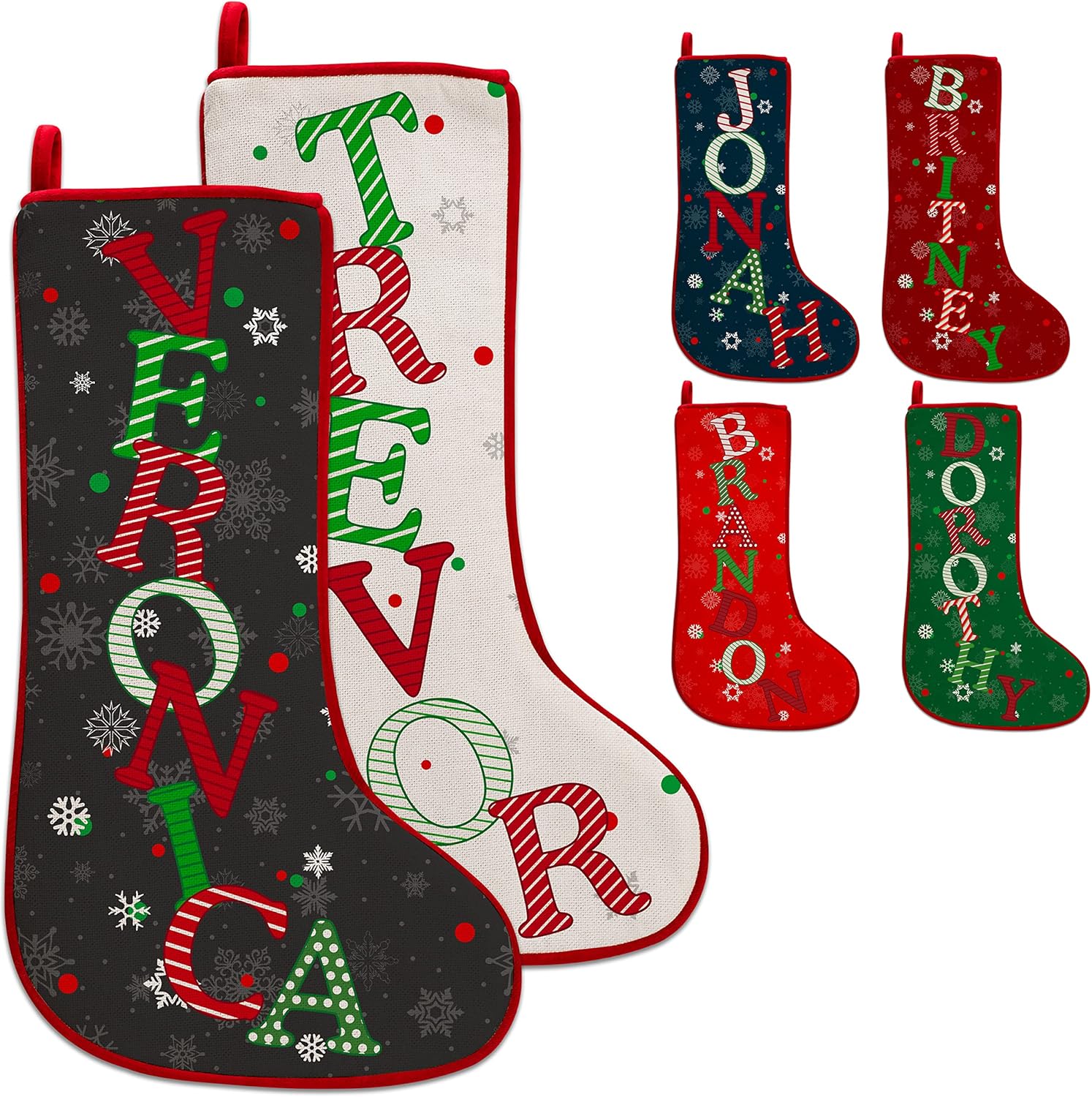 Stockings & Holders - Single - Personalized Christmas Stocking w/Name -6 Color Options, 19
