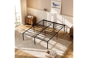 Jebosam King Size Bed Frame 14 inch Heavy Duty Steel Support 2500 lbs Bed Frame King No Box Spring Needed Easy to Assemble Non-Slip Noise Free Black Metal Bed Frame King Size