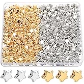 400 Pcs Star Spacer Beads 12 mm Star Shaped Charm Large Hole Loose Beads for Jewelry Bracelets Crafts DIY Making(Gold, Silver)