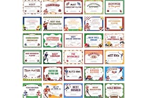 EYxsaxenk Football Achievement Award Certificates - 60Pcs End of Season Football Team Award Certificate Paper Sport Game Ceremony Award Certificate of Achievement for Kid Student Reward Teacher Supply